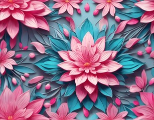 Beautiful pink and blue flowers unique seamless pattern background design, wallpaper, banner 