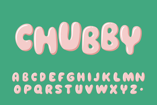 Alphabet Chubby Flower Pimk Cartoon vector