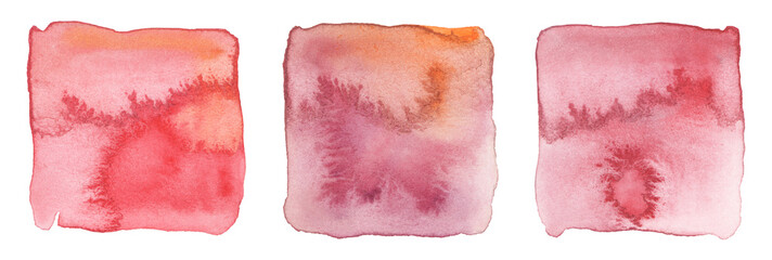 PNG Ink watercolor hand drawn square stain blot on transparent. Wet red, pink pastel color paper...