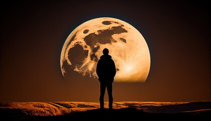 standing man with moon background