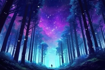 Fototapeta premium night sky in forest