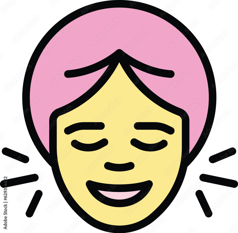 Wall mural Makeup face massage icon outline vector. Spa care. Woman skin color flat