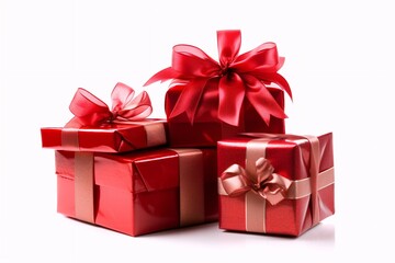 Obraz premium red gift box with ribbon