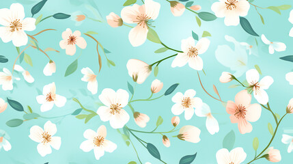 Fototapeta na wymiar seamless floral pattern, white blossom