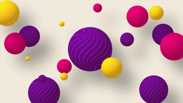 Looped flowing spheres motion graphics. Circle abstract Minimalist Background with Spheres