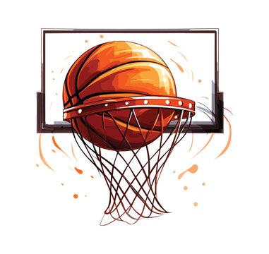 Basketball ball in a hoop vector illustration

