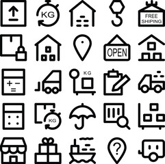 Bold Line Icons of Cargo 

