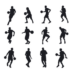 Fototapeta na wymiar Basketball players silhouettes pack