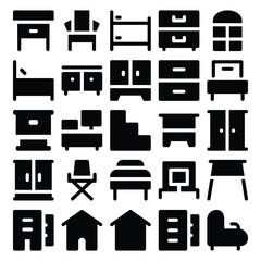 Pack of Furniture Bold Line Icons

