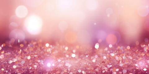 Fototapeta na wymiar Bokeh background in pink in the style of confetti like dots. Glitter and diamond dust. AI generated