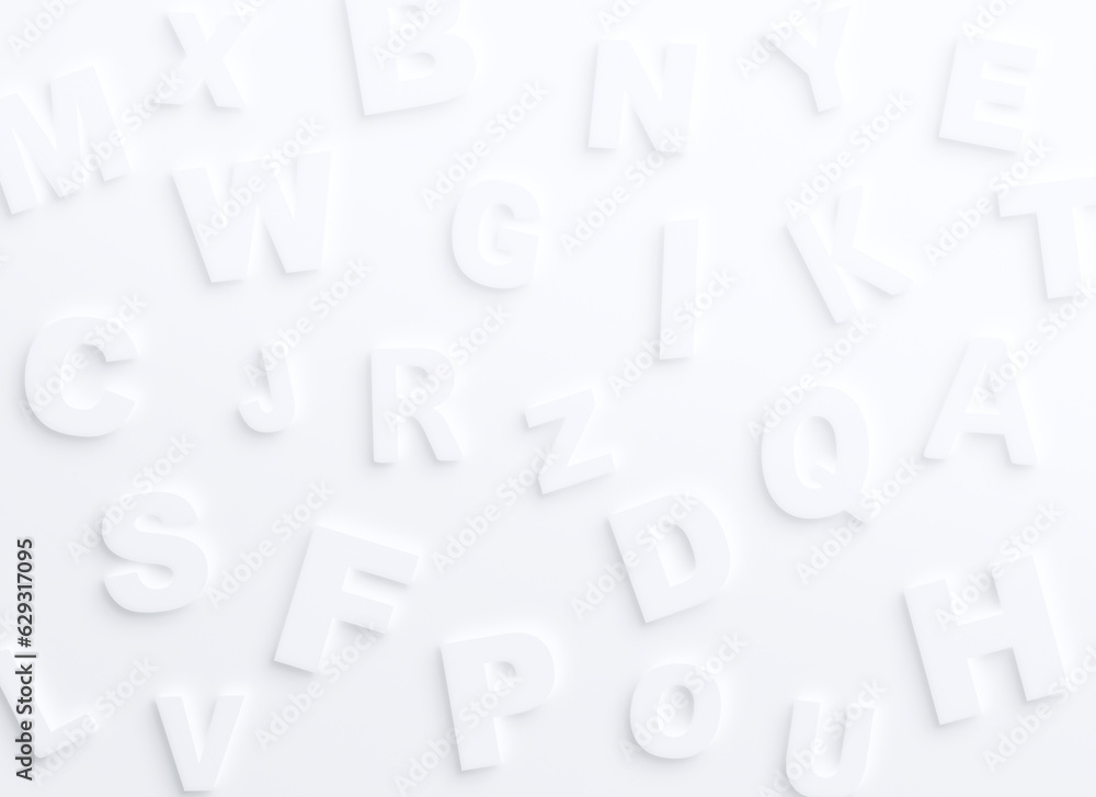 Poster clean white alphabet on white background with light and shadow or 3d effect. abstract high resolutio