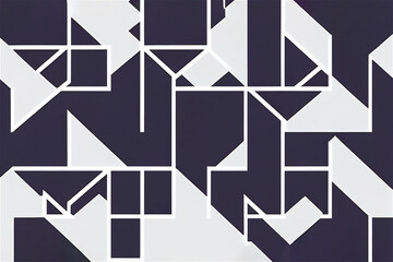 dark blue and white geometric forms in an abstract style, fragmented planes, repeating pattern, intricate minimalism