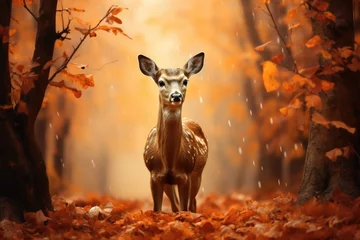 Selbstklebende Fototapeten Fallow deer in autumn forest © Lubos Chlubny
