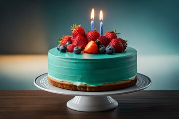 cake with candles by Generated with AI technology