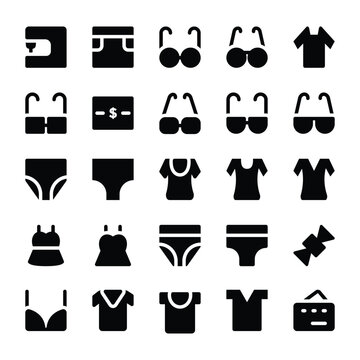 Set of Fashion Accessories Bold Line Icons

