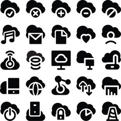 Set of Cloud Computing Bold Line Icons

