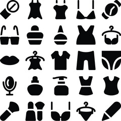 Collection of Clothing Bold Line Icons


