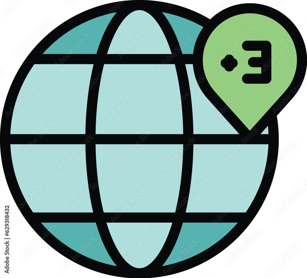 Poster management timezone icon outline vector. time zone. clock map color flat