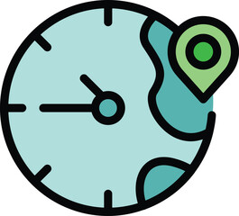Australia time zone icon outline vector. World clock. International map color flat
