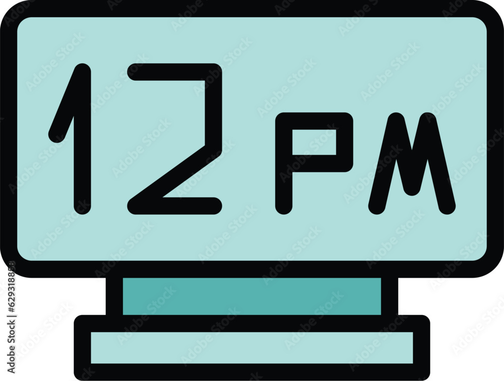 Poster local time icon outline vector. world zone. map clock color flat