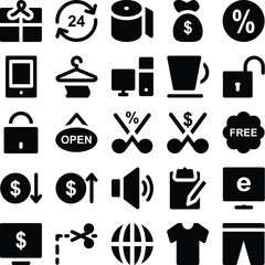 Bold Line Icons of Purchase and Commerce

