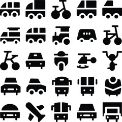 Set of Transport Bold Line Icons