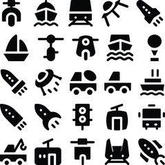 Set of Transport and Travel Bold Line Icons

