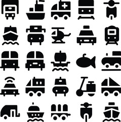 Set of Automobiles Bold Line Icons

