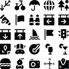 Set of Travel Adventure Bold Line Icons 

