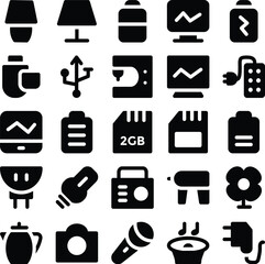 Set of Appliances and Devices Bold Line Icons

