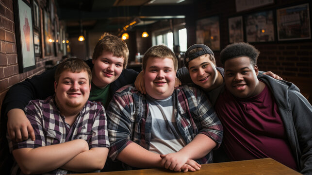 Obese Teenage Boys at Retaurant
