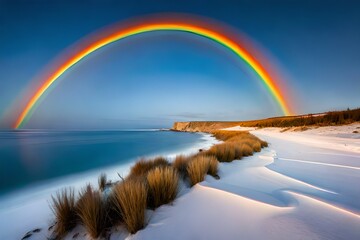 rainbow over the sea clear sky rainbow
