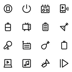Bold Line Icons of Music and Media

