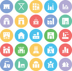 Set of Real Estate Structures Bold Line Icons

