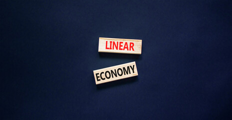 Linear economy symbol. Concept words Linear economy on beautiful wooden block. Beautiful black...