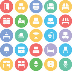 Set of Commercial Buildings Bold Line Icons

