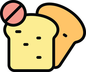 Bread gluten free icon outline vector. Wheat product. Food diet color flat