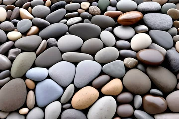 Fotobehang Gray rock, gavel, pebble texture pattern gravel full frame stone background © Donald
