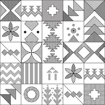 Saudi National Day Seamless Pattern Vector, September 23, Riyadh  - Kingdom of Saudi Arabia. Traditional Sadu Motif Pattern.