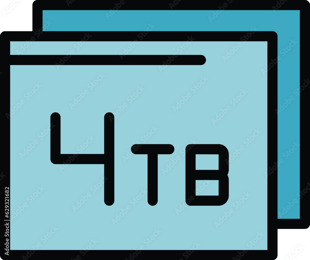 Poster four gigabyte icon outline vector. memory data. camera mobile color flat