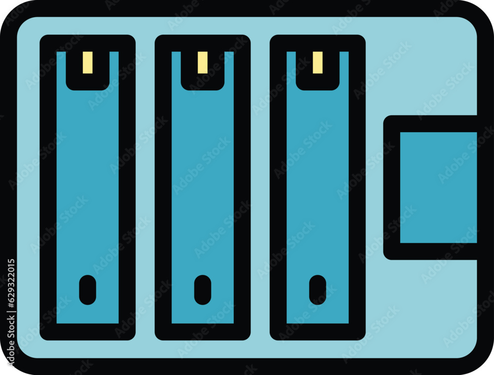 Poster server memory rack icon outline vector. data storage. phone upgrade color flat