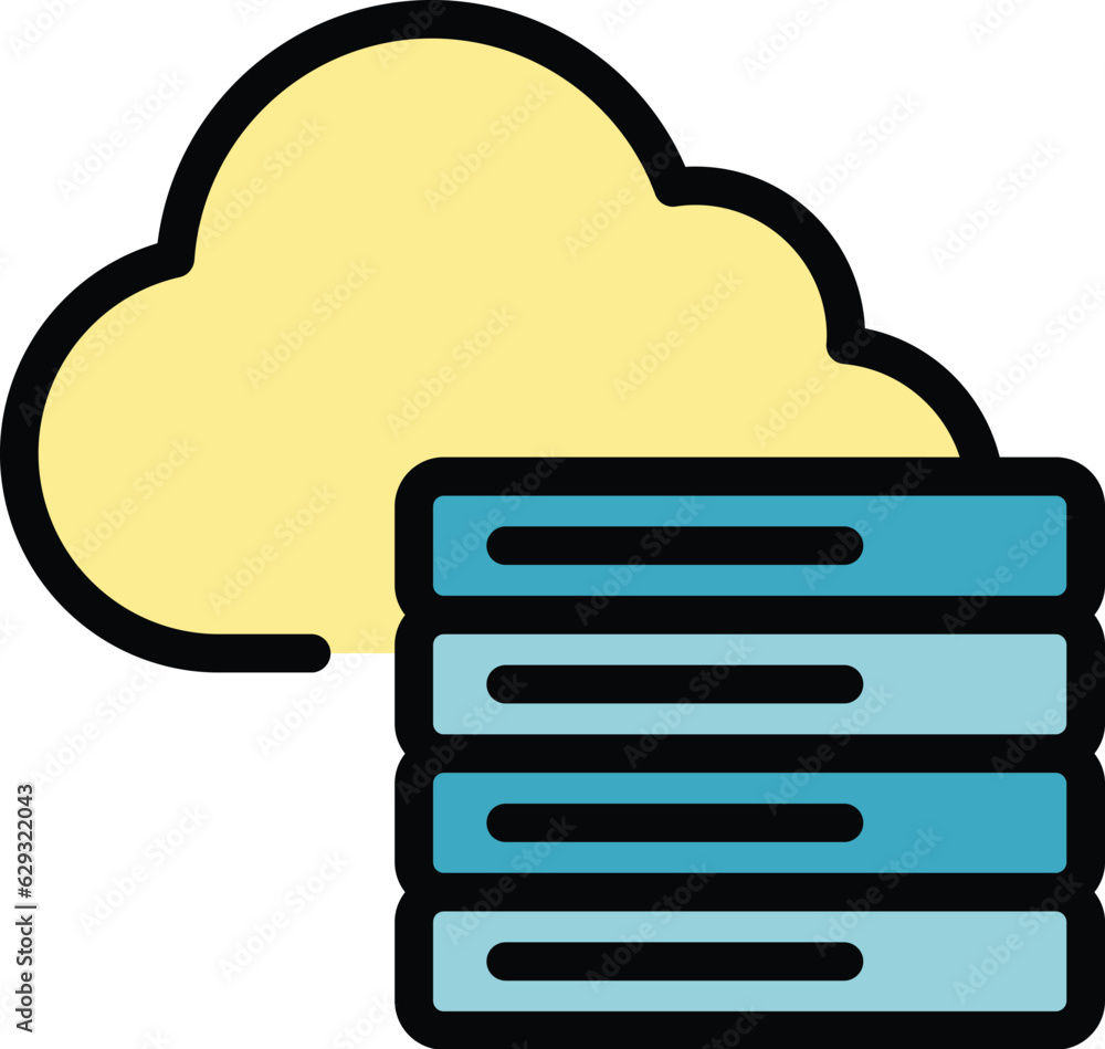 Poster server data cloud icon outline vector. memory gb. code sd color flat