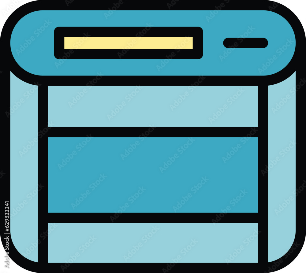 Poster storage conector icon outline vector. gb code. data memory color flat