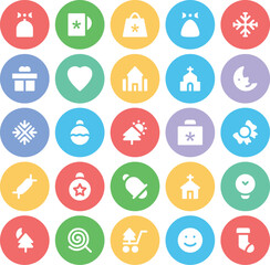Collection of Christmas Party Bold Line Icons 

