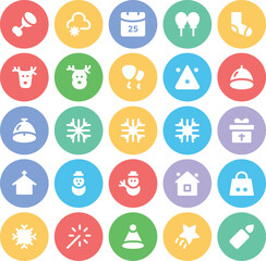 Set of Xmas Party Bold Line Icons 

