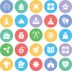 Fototapeta premium Collection of Christmas Accessories Bold Line Icons