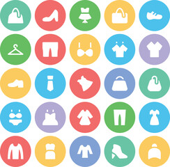 Pack of Clothing Bold Line Icons

