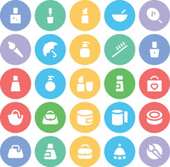 Pack of Makeup and Grooming Bold Line Icons

