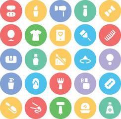 Pack of Makeup and Fashion Tools Bold Line Icons

