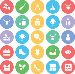 Pack of Makeup and Fashion Equipment Bold Line Icons

